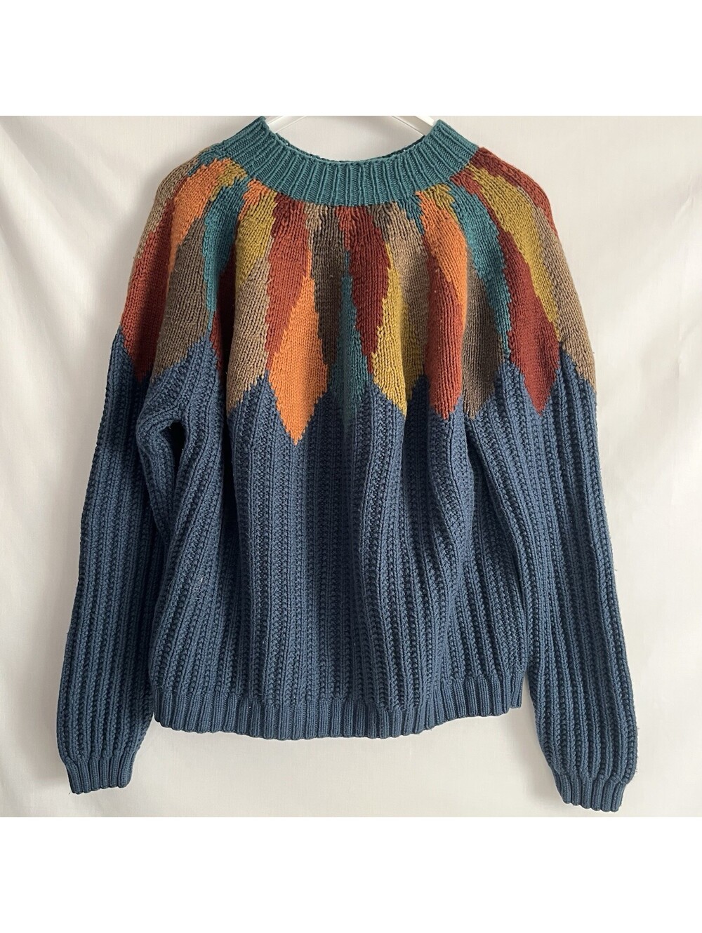 Vintage Womens Mens Unisex PERRY ELLIS Multicolor Wool Cotton Sweater Large 80s - Picture 3 of 4